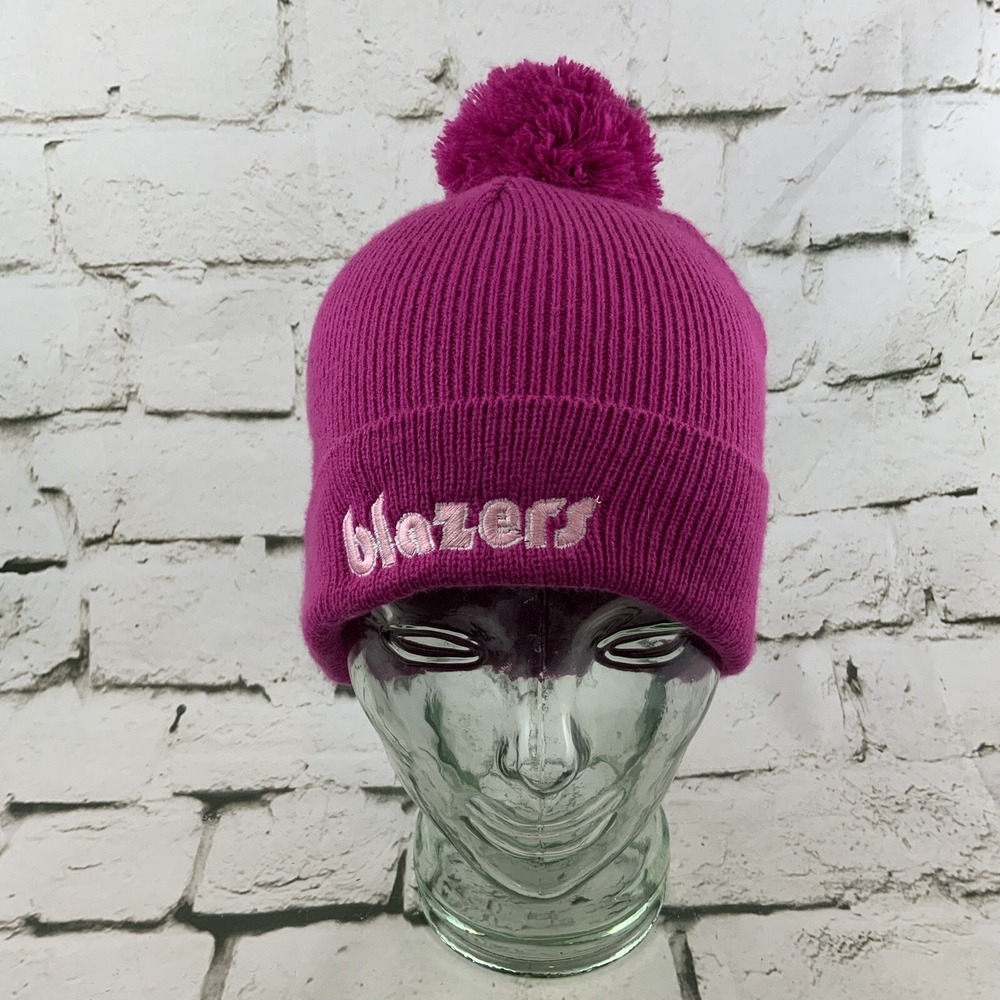 New Era TrailBlazers Pink Beanie Cap‎ Pom Pom Cold Weather